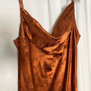 Cider Satin Floral Slit Mermaid MIDI Dress